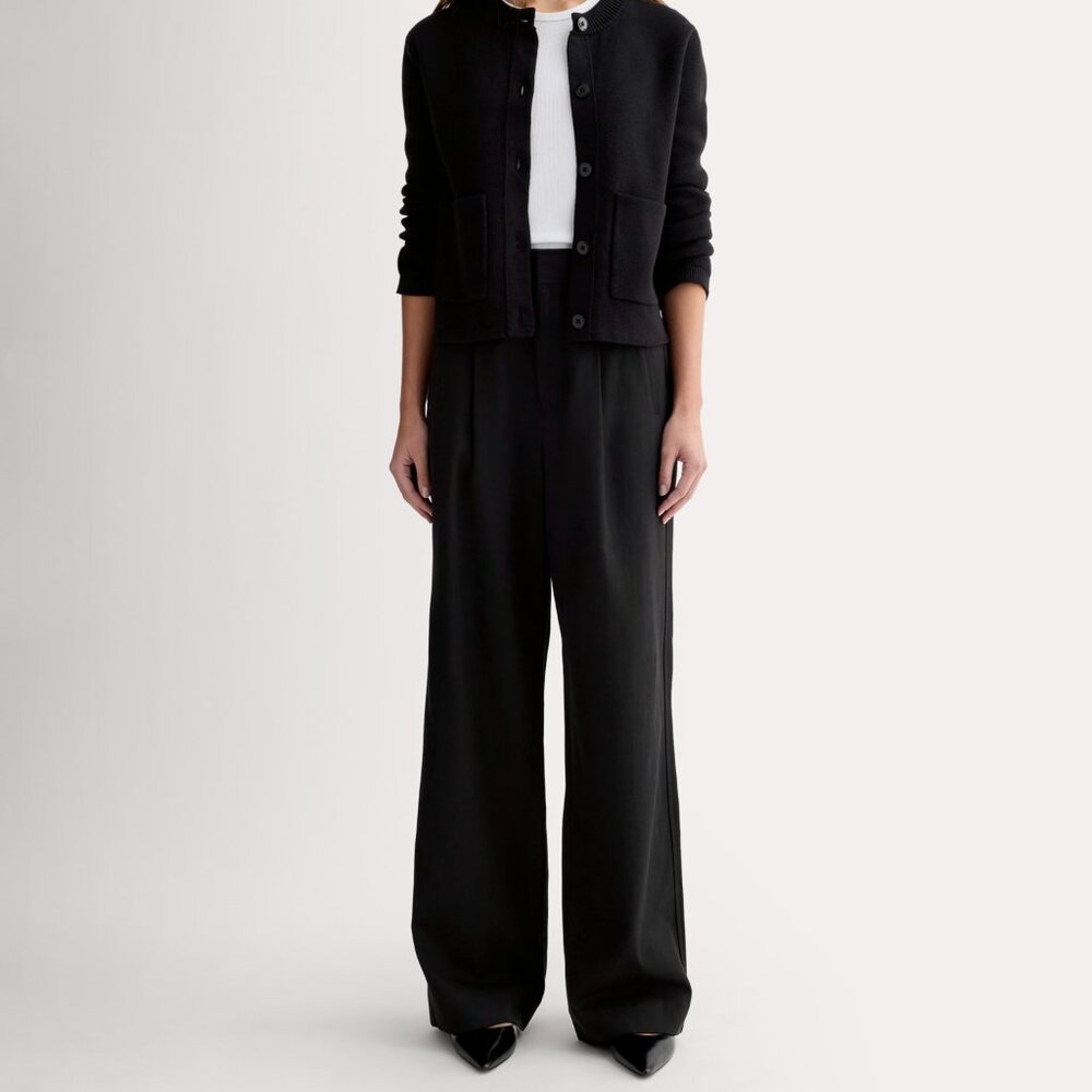 Everlane Women's Draper Pleated Pant in Buttersmooth in Black, Size 8 (Short)